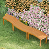 Curved acacia wood bench set of 3 for outdoor spaces, featuring a slatted design and smooth finish for comfort.