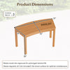 Curved acacia wood bench dimensions with slatted seat design, suitable for porch or patio, supports up to 400 lbs.