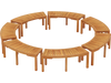 Set of 7 Outdoor Bench Acacia Wood Curved Garden Bench 2-Person