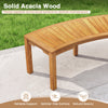 Curved acacia wood garden bench with a splinter-free surface, designed for two people, ideal for outdoor relaxation.