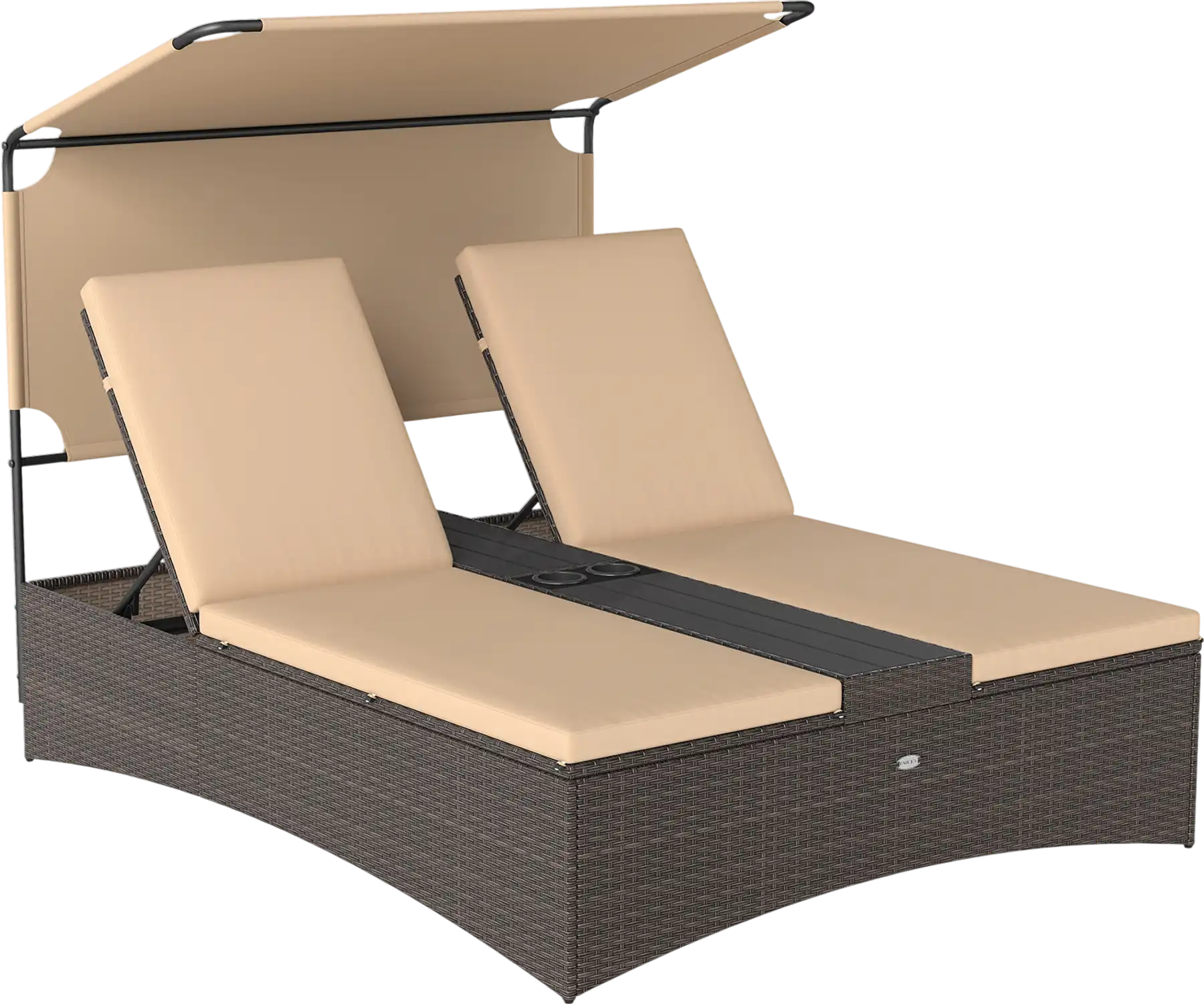 Costway 2-Person Outdoor Daybed Adjustable Backrests PE Rattan Patio Chaise Lounge 68184370 New