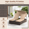 Outdoor daybed with adjustable backrests, hand-woven PE rattan, and sun-proof canopy for patio relaxation.