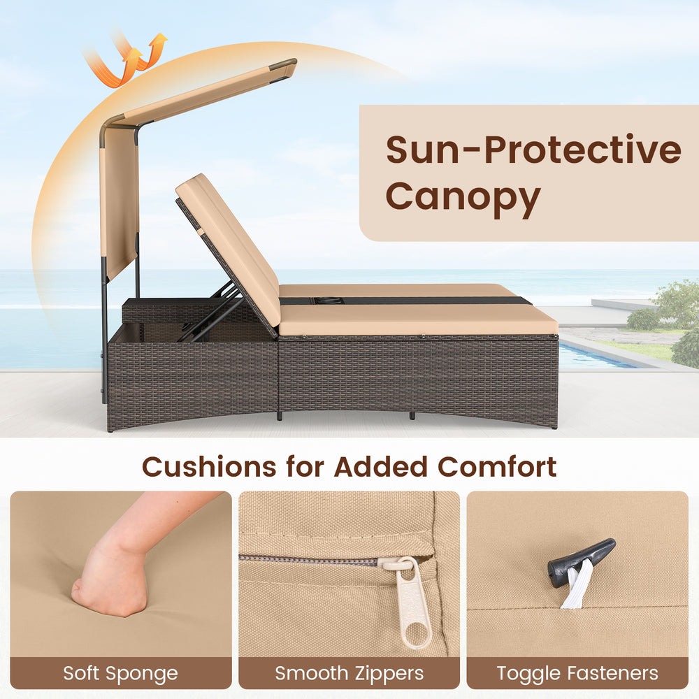 Cushion detail of the outdoor daybed with adjustable backrests, featuring smooth zippers and toggle fasteners for.