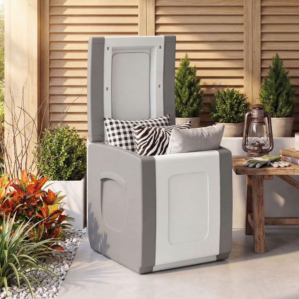 Outdoor Deck Box with Lid for Packages and Garden-Gray - Gallery View 1 of 9