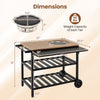 Outdoor dining cart with BBQ grill, 34" x 20" countertop, foldable side panel, and dual cooking surfaces for versatile.