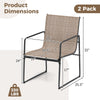 Brown outdoor dining chair with breathable seat, heavy-duty metal frame, and dimensions for patio use. Set of 2.
