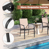 Light brown outdoor dining chairs set of 4 with ergonomic high backrest and sturdy metal frame for patio use.