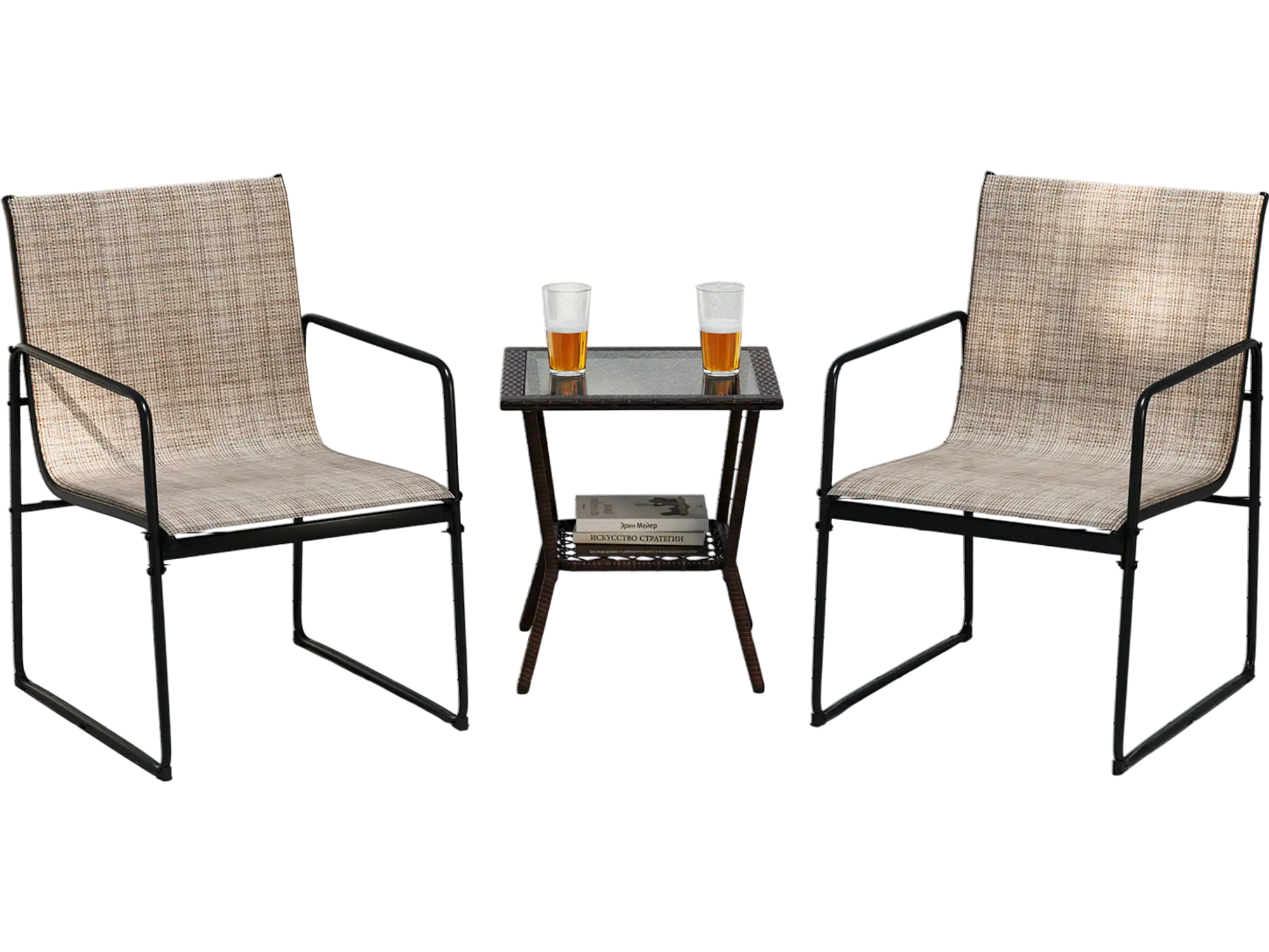 Costway Outdoor Patio Dining Chairs Set of 4 Breathable Seat Backrest Brown 587943216 New