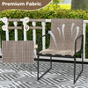 Set of 4 outdoor dining chairs with breathable fabric and sturdy metal frame, ideal for patio and balcony use.