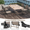 Set of 4 outdoor dining chairs with breathable fabric and heavy-duty metal frame, perfect for patio relaxation.