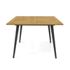 Acacia wood outdoor dining table for 4 with metal legs, featuring a 1.9" umbrella hole, ideal for garden or poolside.