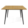 Square acacia wood outdoor dining table with metal legs, designed for 4 people, perfect for garden or poolside use.