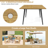 Acacia wood outdoor dining table for 4 with 1.9" umbrella hole, ideal for garden or poolside use.