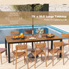 Costway Outdoor Dining Table 79" 8-Person Acacia Wood with Umbrella Hole New