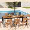 Costway Outdoor Dining Table 79" 8-Person Acacia Wood with Umbrella Hole New