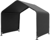 Spacious outdoor dog shade shelter in black with waterproof roof, sturdy frame, and open sides for ventilation.