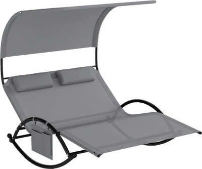 Costway 2-Person Canopied Outdoor Dual Rocker Sunbed Patio Lounger 97538146 New