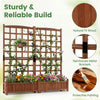 Outdoor dual wooden raised garden bed with trellis, made of fir wood, ideal for climbing plants and privacy screening.