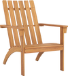 Acacia wood Adirondack lounge armchair in natural finish, featuring wide armrests and a classic design for outdoor.