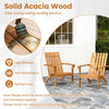 Natural acacia wood Adirondack lounge armchair with wide armrests, ideal for backyard and poolside relaxation.