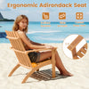 Ergonomic acacia wood Adirondack lounge armchair with wide armrests, ideal for backyard and poolside relaxation.