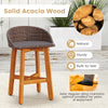 Outdoor faux rattan bar chair featuring solid acacia wood, ergonomic backrest, and cozy footrest for balcony relaxation.