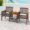 Outdoor Fir Wood Loveseat with 2-Tier Side Table and 1.96" Umbrella Hole-Coffee - Gallery View 1 of 10
