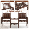 Outdoor fir wood loveseat with contoured backrests, wide seats, and a 2-tier side table for patio relaxation.