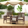 Outdoor fir wood loveseat set with 2-tier side table and umbrella hole, perfect for patio or garden relaxation.