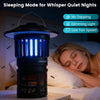 Outdoor fly trap with light in sleeping mode, featuring low fan speed and dimming light for quiet nights.