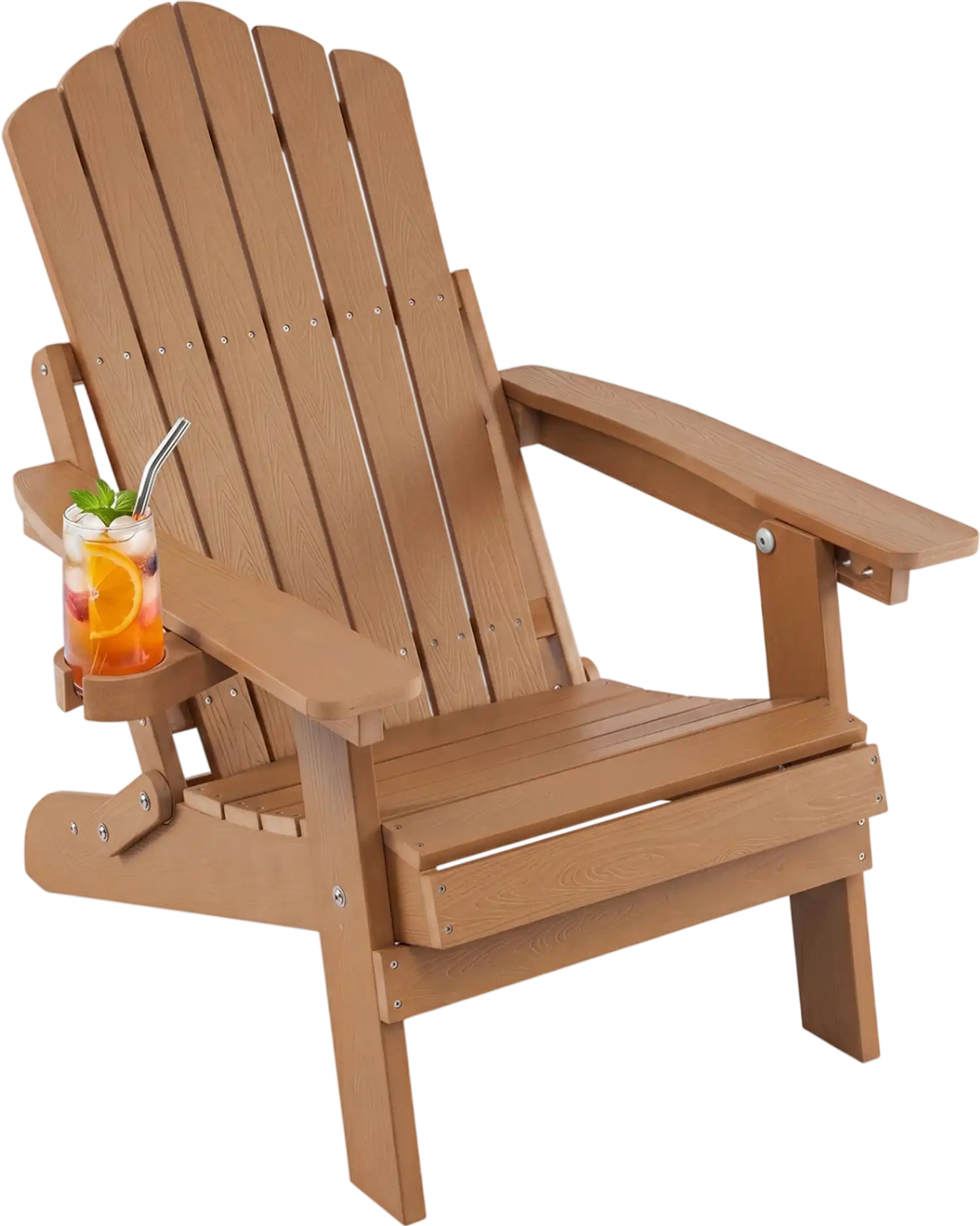 Costway Folding Adirondack Chair Cup Holder 5-Level Backrest 17749138 New