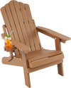 Outdoor folding Adirondack chair in coffee color features a cup holder and adjustable 5-level backrest for comfort.