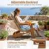 Outdoor folding Adirondack chair in coffee color with adjustable backrest and cup holder, perfect for poolside relaxation.