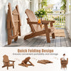 Outdoor folding Adirondack chair in coffee color features a cup holder and adjustable 5-level backrest for comfort.