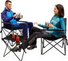 Outdoor folding camping chairs and table set in black, featuring durable fabric and side pockets, ideal for outdoor.
