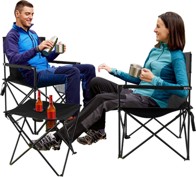 Costway Outdoor Folding Camping Chairs Table Set w/ Carrying Bag Black 63917248 New