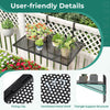 Outdoor folding hanging table with black metal frame, featuring a ventilated shelf and adjustable hooks for versatile.