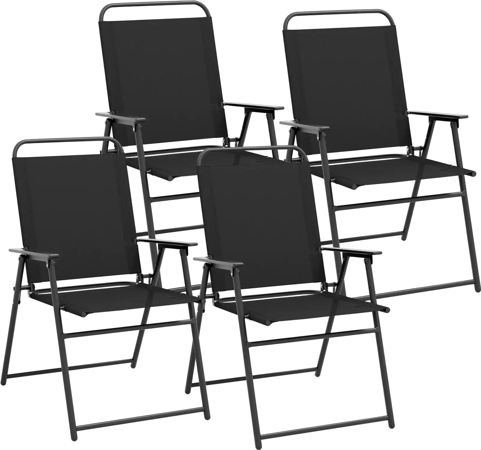 Costway Outdoor Folding Sling Patio Dining Chairs Set of 4 Armrest Backrest 69537418 New