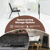 Outdoor folding sling chairs set of 4 in black, showcasing space-saving storage and lightweight design for easy.
