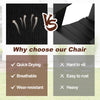 Black outdoor folding sling chair set of 4 with armrests, featuring quick-drying fabric for easy maintenance.