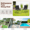Black outdoor folding sling chairs set of 4 with armrests, perfect for garden, balcony, or poolside use.