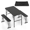 Black outdoor folding table with sturdy metal frame and HDPE surface, perfect for versatile use during outdoor events.