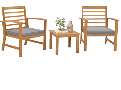 Costway 3-Piece Outdoor Patio Furniture Set w/ Soft Seat Cushions Gray 16835749 New