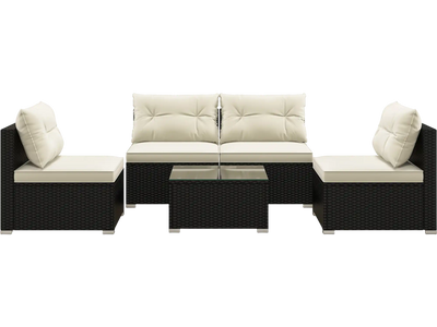 Costway 5-Piece Outdoor Patio Furniture Set w/ Cushions & Coffee Table 56842379 New