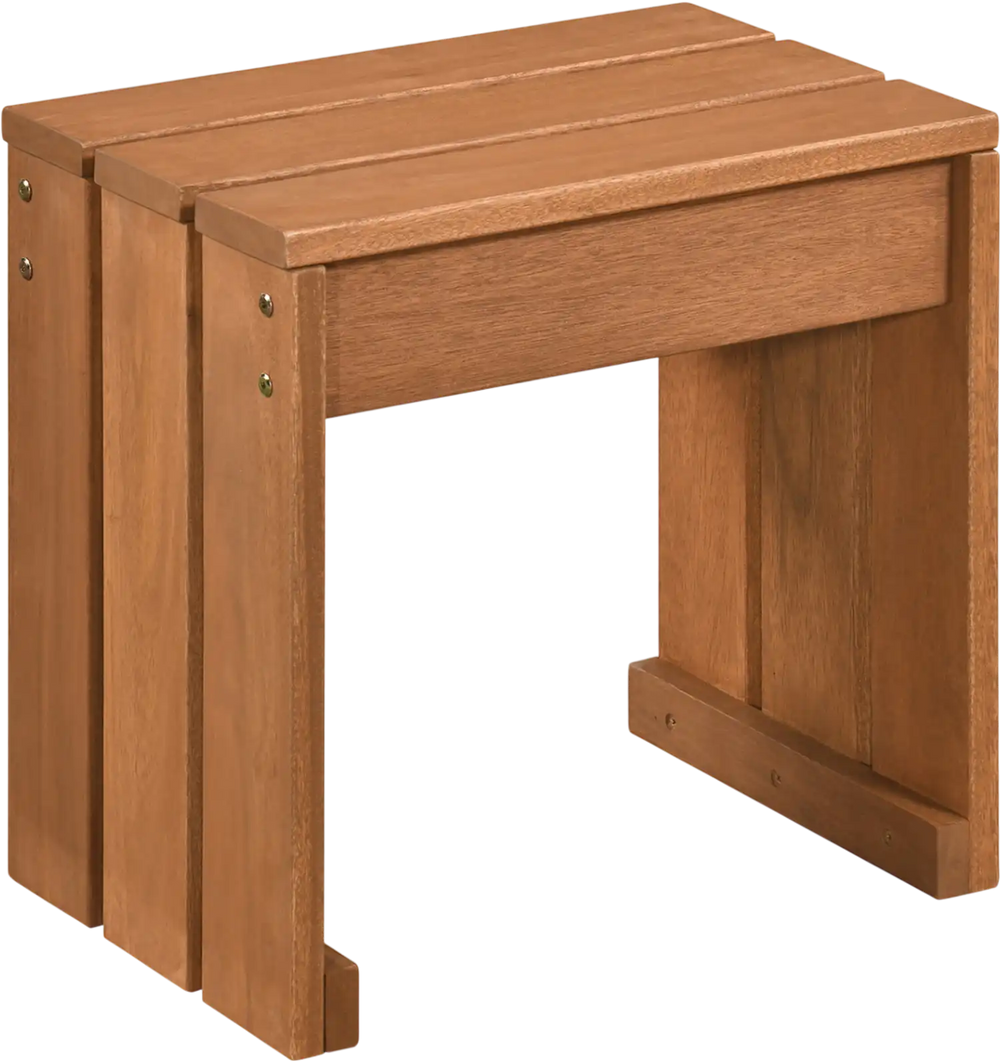 Outdoor Garden Bench Single Person Patio Backless Bench with Solid Wooden Frame