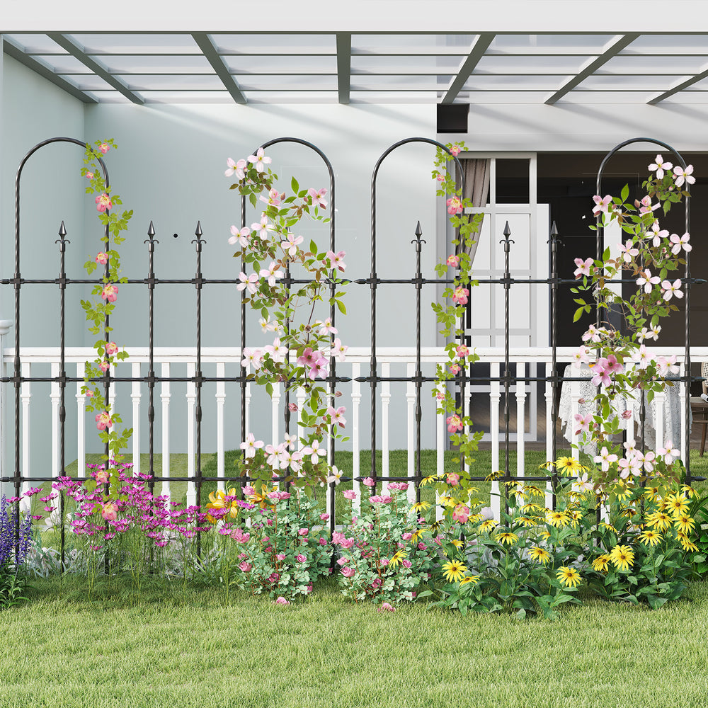 Outdoor garden rose arch trellis made of PE-coated metal, supporting climbing plants with decorative design and sturdy.