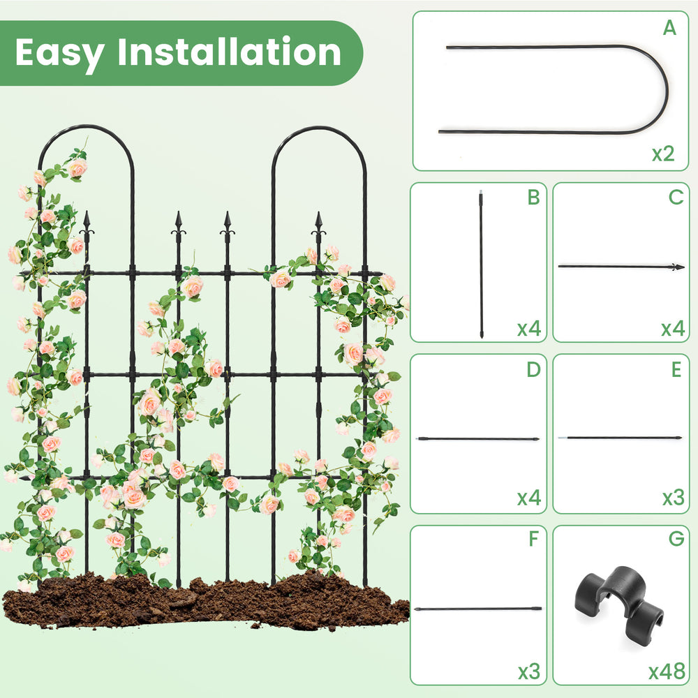 Outdoor garden rose arch trellis made of PE-coated metal, 58 x 73 inches, ideal for supporting climbing plants.