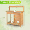 Outdoor garden wooden work station potting bench with solid wood, waterproof design, and spacious metal tabletop dimensions.