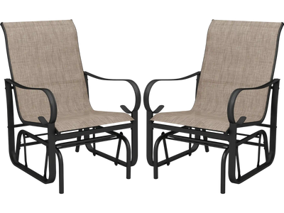 Costway Outdoor Glider Chairs Set of 2 High Back Mesh Metal Frame 53096330 New