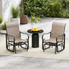 Set of 2 outdoor glider chairs with high backrest, breathable mesh fabric, and sturdy metal frame for patio relaxation.